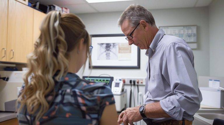 chiropractor treating dizziness in their treatment room