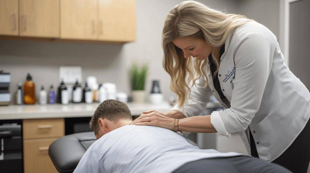 chiropractor performing a massage on a client